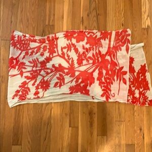 Cream coral scarf lightweight woven cotton